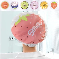 shower hair cover waterproof and oil fume bath hat fruit pattern shower cap women spa hair salon supplies bathroom accessories