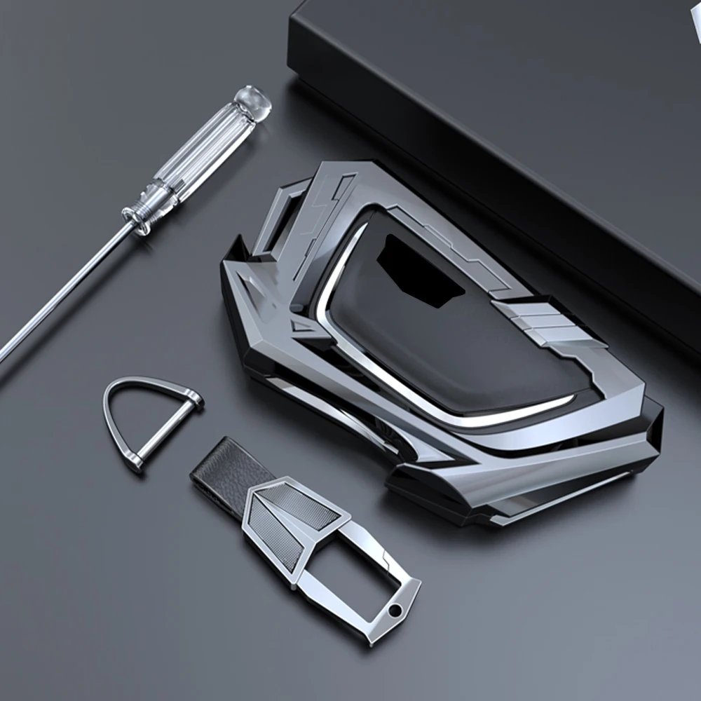 Funda de llave remota de coche de aleación de Zinc, funda de llavero sin llave, bolsa de soporte para Cadillac CT4 CT5 CT4-V C8 Corvette 2020 2021 Escalade