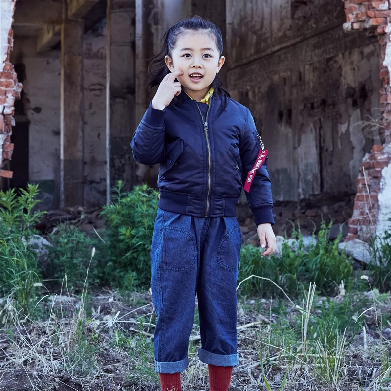 Плотная зимняя куртка-бомбер для детей 2-12 лет, ma-1 pilot air force, детская бейсбольная куртка-пуховик с подкладкой для маленьких мальчиков