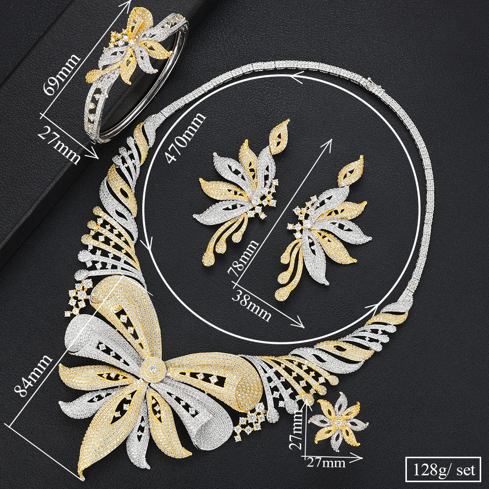 

missvikki Long Tassel Big Drop Luxury Women Bridal Cubic Zirconia Ring Bangle Necklace Earrings Dubai Jewelry Set Jewellery