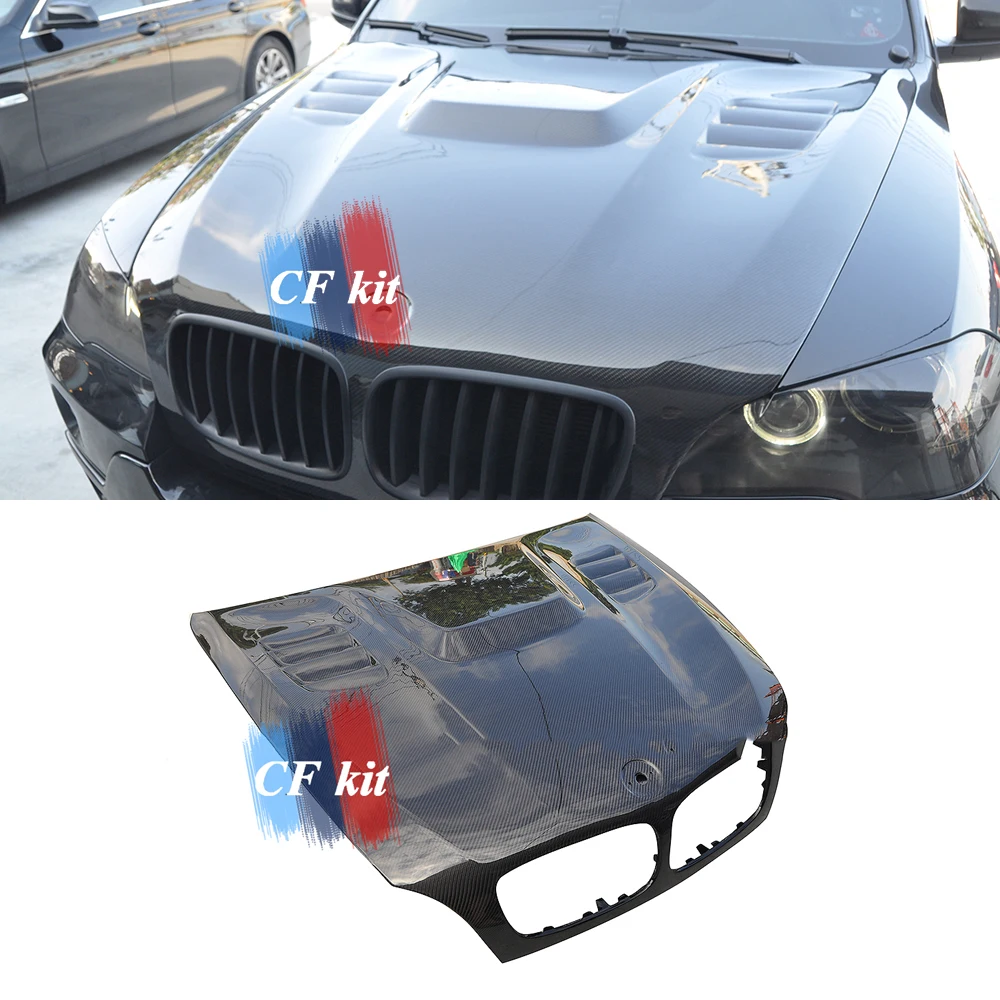 CF комплект из настоящего углеродного волокна капот автомобиля для BMW E70 E71 X5 X6