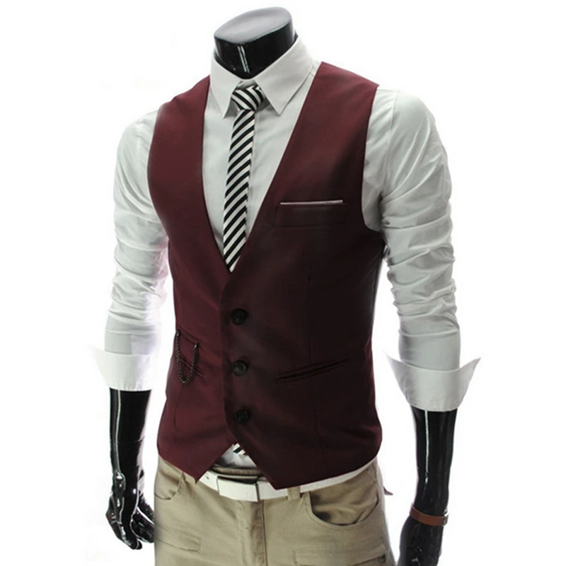 HEFLASHOR платье без рукавов жилеты для мужчин Slim Fit Мужская жилетка костюм жилет Homme