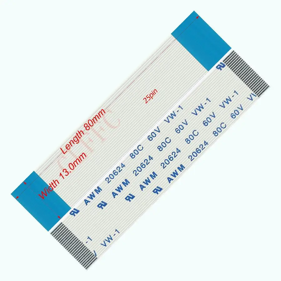 25pin 0 5 Шаг 80 мм 4000 A Тип Гибкий плоский кабель FFC awm 20624 ROHS для TTL LCD DVD