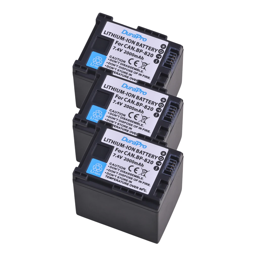 3 Battery 2x2000 mAh BP-820 BP 820 Аккумулятор для камеры Canon VIXIAGX10, HFG21, HFG30, HFG40, HFM30, HFM31, HFM32, HFM300, HFM301, HFM40, HFM41, HFM400 - Цвет: 3 Battery
