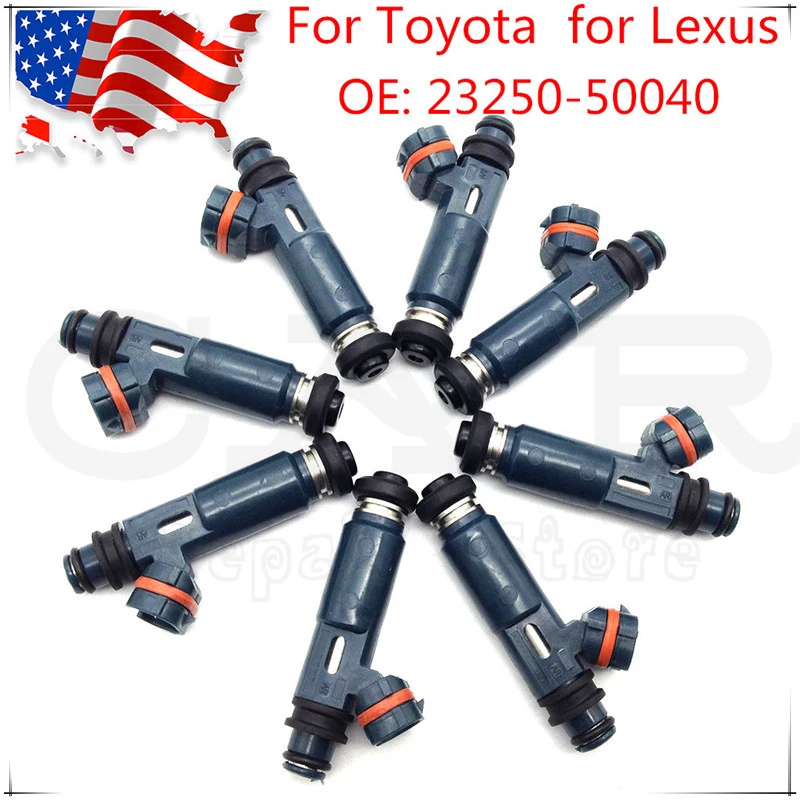

8PCS Fuel Injectors 23250-50040 for Lexus GX470 LX470 for Toyota 4Runner Sequoia Tundra 23250-0F010 842-12236 23250-46080