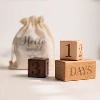 1set born photography props baby milestone beech wooden block baby gift for pphotography props birth monthbirthday accessories