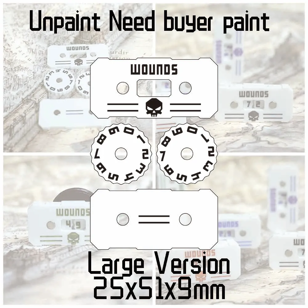 

Wargame Base World - Wound Counter 00-99 Wound Counter - 4 sets- need buyer paint -Large version