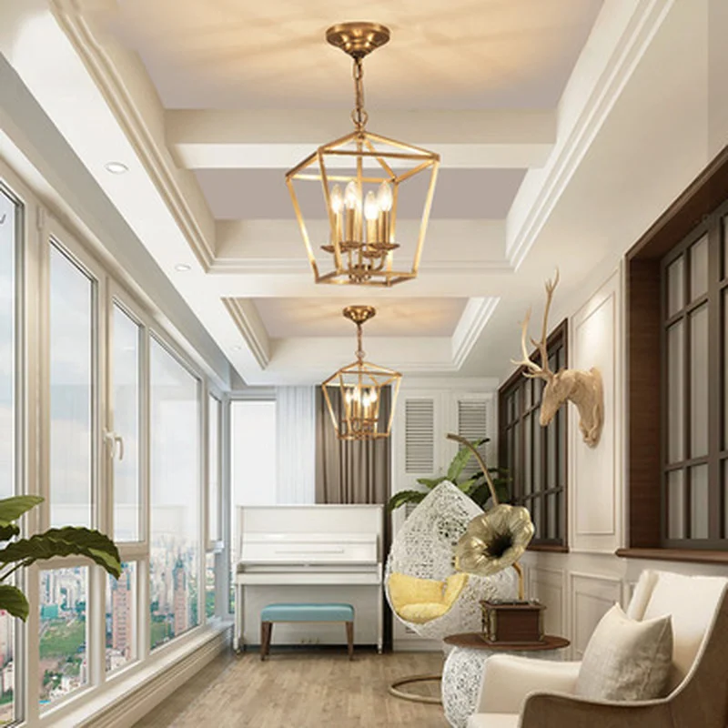 Медная латунная Золотая подвесная цепочка в алмазном стиле подвесной светильник