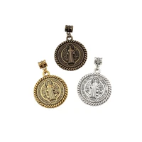 12pcs st benedict de nursia medal dangle charm pendants for jewelry making necklace diy accessories 31x46 5mm
