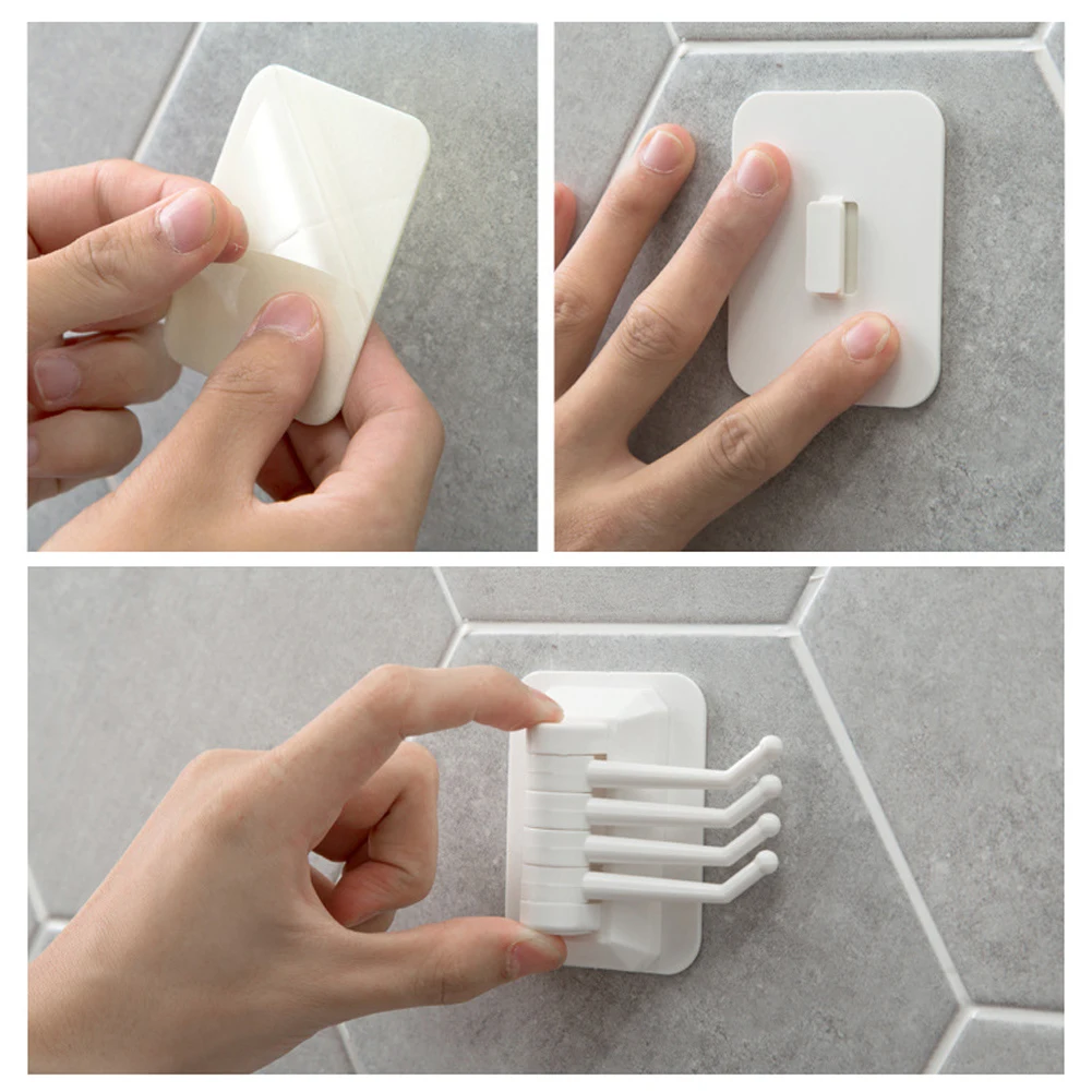 

2Pcs Rotatable Adhesive Traceless Hook Kitchen Supplies Wall Hanging Holder Storgae Bathroom Accessory