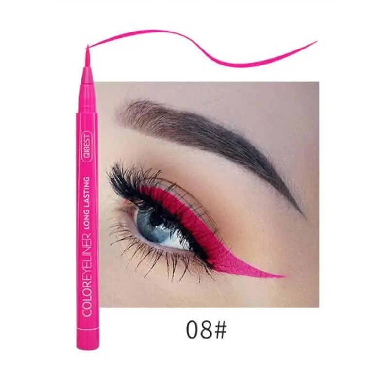 8 1Pcs Cat Eye Color Eyeliner Makeup Waterproof Neon Liquid Eye Liner Pencil Pen Make Up Comestics Long-lasting Black Makeup Tools - Цвет: 8