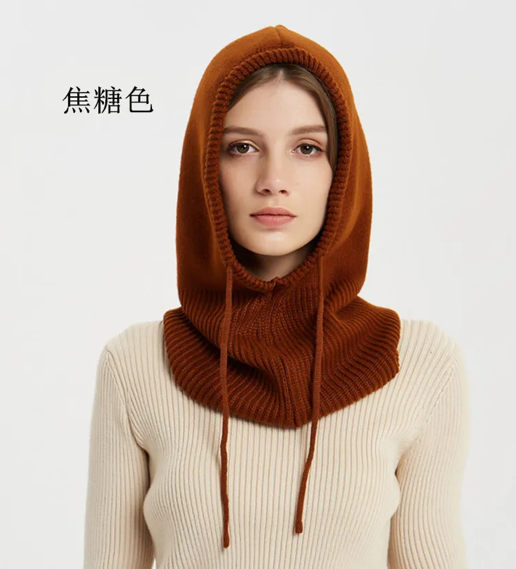 Кашемировая шапка и ожерелье вязаная защита для ушей головной убор плотная