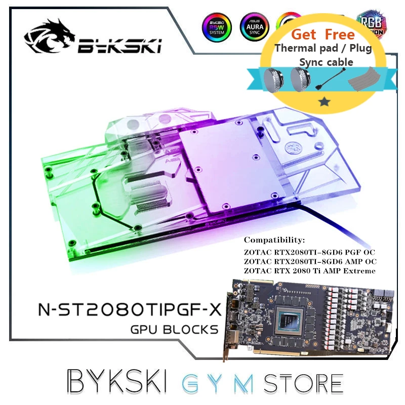 

Bykski AMP Full Cover GPU Water Block For ZOTAC GAMING GeForce RTX 2080 Ti AMP Extreme/Core Radiator VGA Cooler N-ST2080TIPGF-X