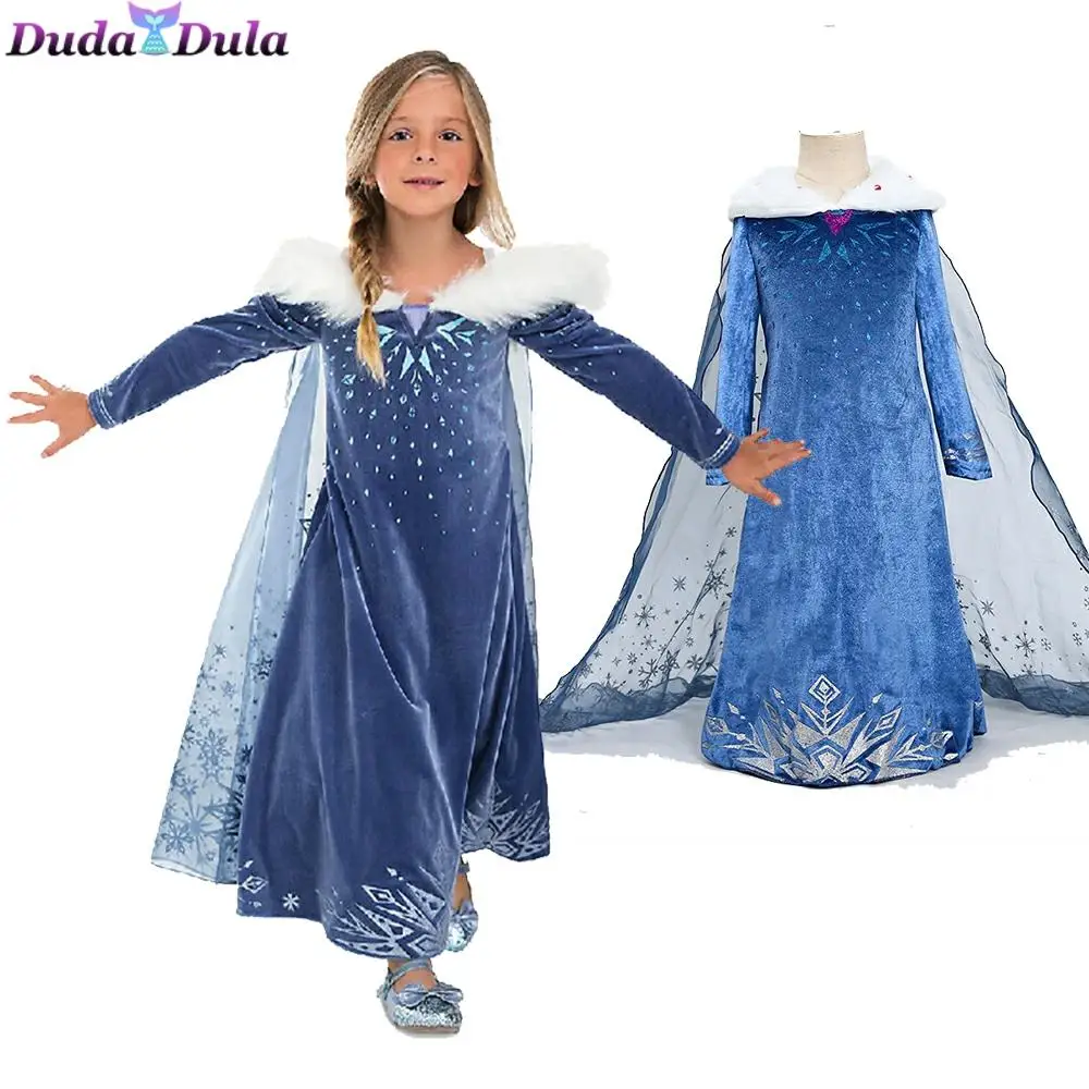 Платья для девочек принцесс Снежная Королева Одежда маскарада Костюм Снежинка