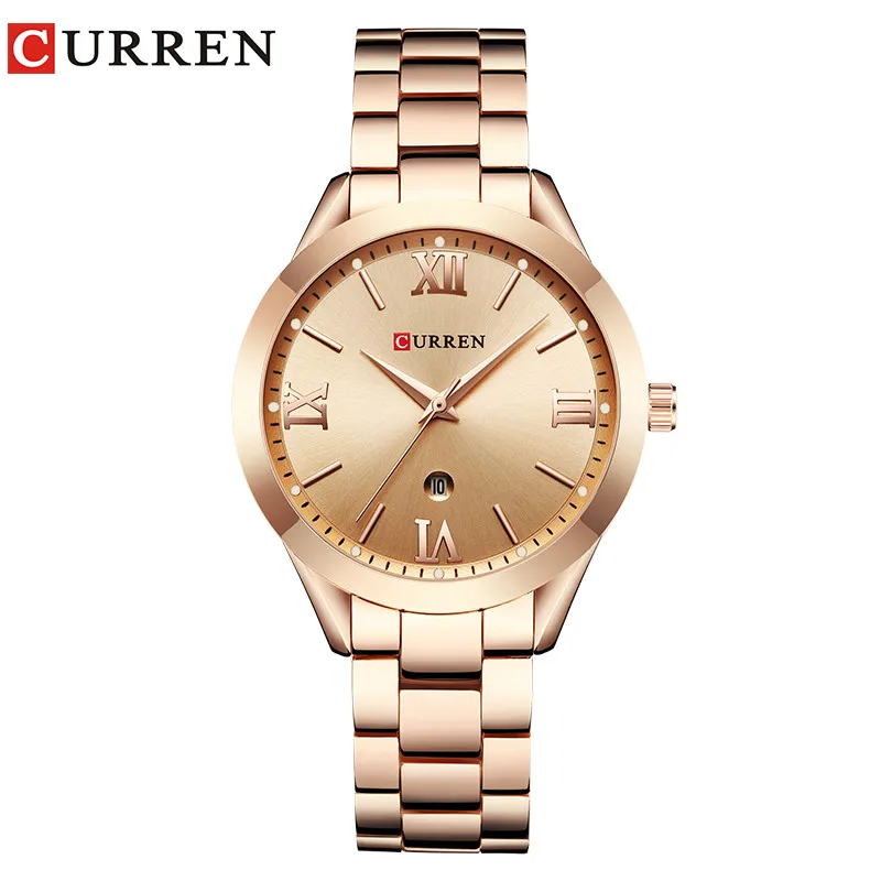 

Women Brand Quartz Watches CURREN Top Luxury Ladies 9007 Steel Women's Bracelet Watch Fashion Rose Gold Wristwatch Clock Femme