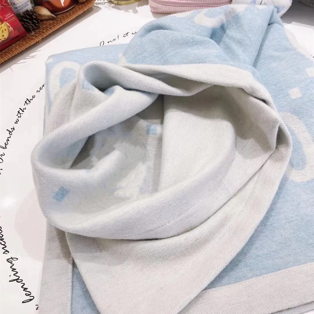 2021 New Light Blue with letter Printed High-ended Quality Blanket 120*120CM