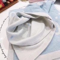 2021 new light blue with letter printed high ended quality blanket 120120cm