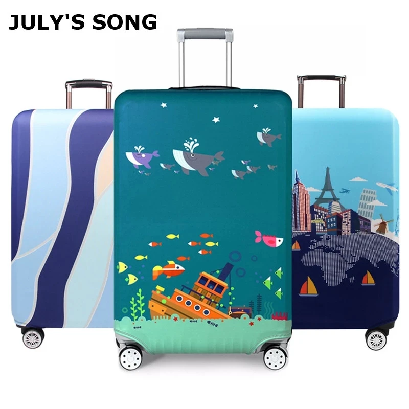 Чехол для чемодана JULY'S SONG, плотный эластичный пылезащитный чехол для чемоданов размером 18 ''-32'', аксессуары для путешествий - изображение