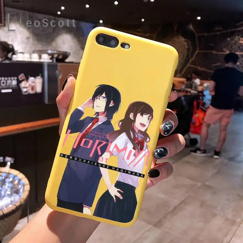 

Horimiya Phone Case Yellow Candy Color for iPhone 6 7 8 11 12 s mini pro X XS XR MAX Plus