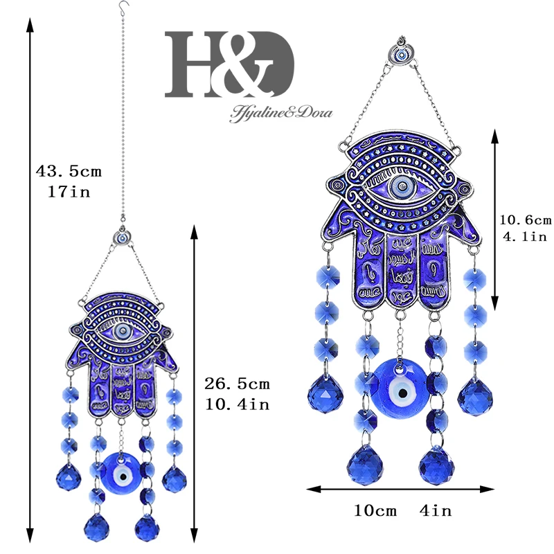 H& D DIY счастливый Хамса турецкий синий сглаза Кристалл Шарм Suncatcher кулон ветер колокольчик амулет дома стены сада висячие украшения