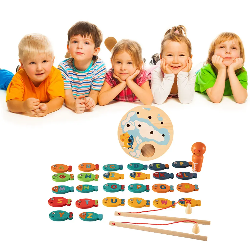 

Деревянные магнитные рыболовные игрушки, образовательные игрушки для раннего обучения, детский день рождения, поймать и считать