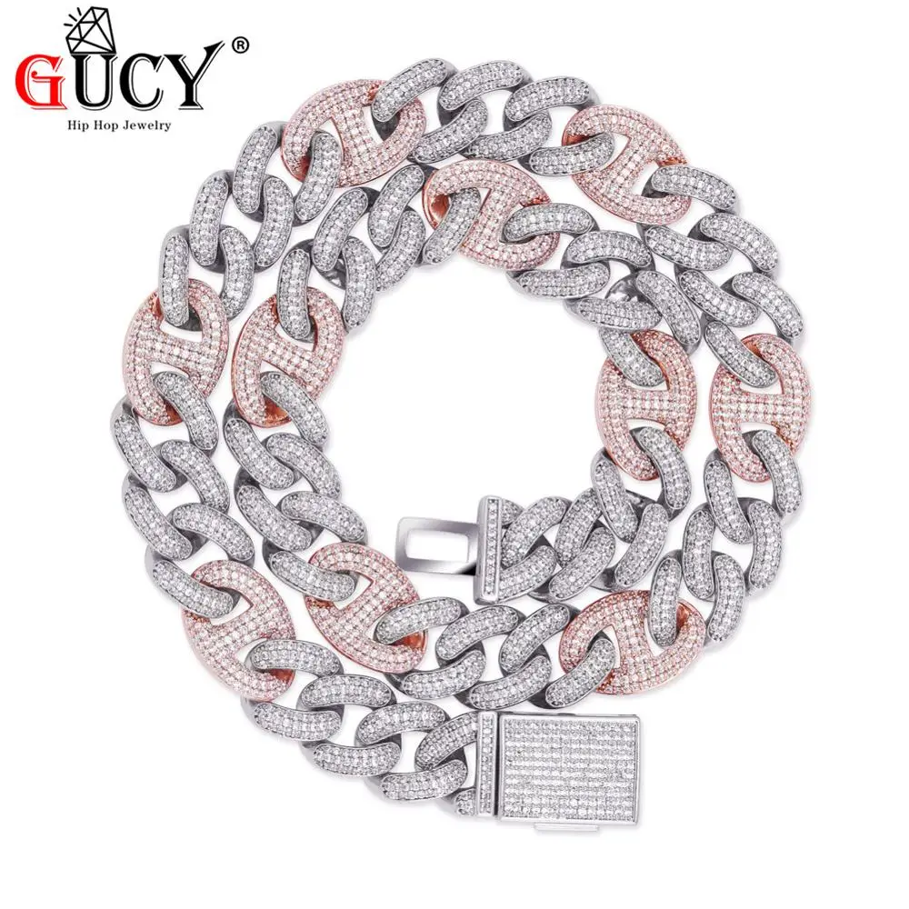 Ожерелье GUCY мужское из кубинской цепи с застежкой в виде коробки Майами колье