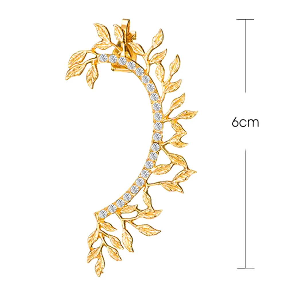 

1Pc Vintage Leaf Curved Full Rhinestone Ear Cuff Women Clip On Earrings Jewelry