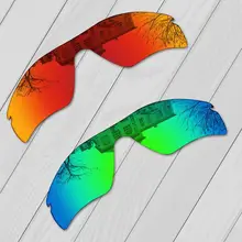 E.O.S 2 Pieces Fire Red & Emerald Green Polarized Replacement Lenses for Oakley Radar Path Sunglasses