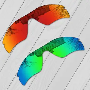 e o s 2 pieces fire red emerald green polarized replacement lenses for oakley radar path sunglasses free global shipping