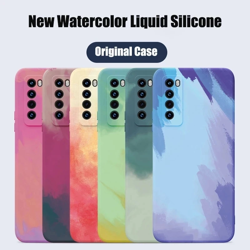 

Fashion Gradient Watercolor Soft Silicone Case Cover for Huawei P30 Lite P40 Pro Plus Mate 40 30 20 Honor 20 30 Nova 5T 7 7SE