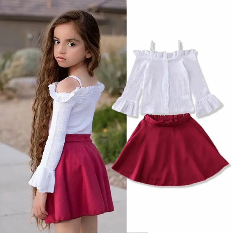 Топ на бретельках с открытыми плечами юбка оборками костюм для новорожденных