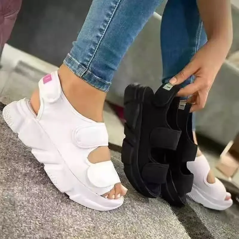

Women's Sandals Summer New Fashion Thick Bottom Flat Heel Velcro Sandals Plus Size European And American Sports Leisure Sandals