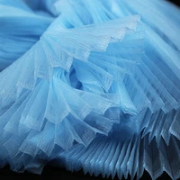 soft mesh pressed crepe fabric pleated accordion organ fabric handmade diy wedding dress designer fabric multi colors