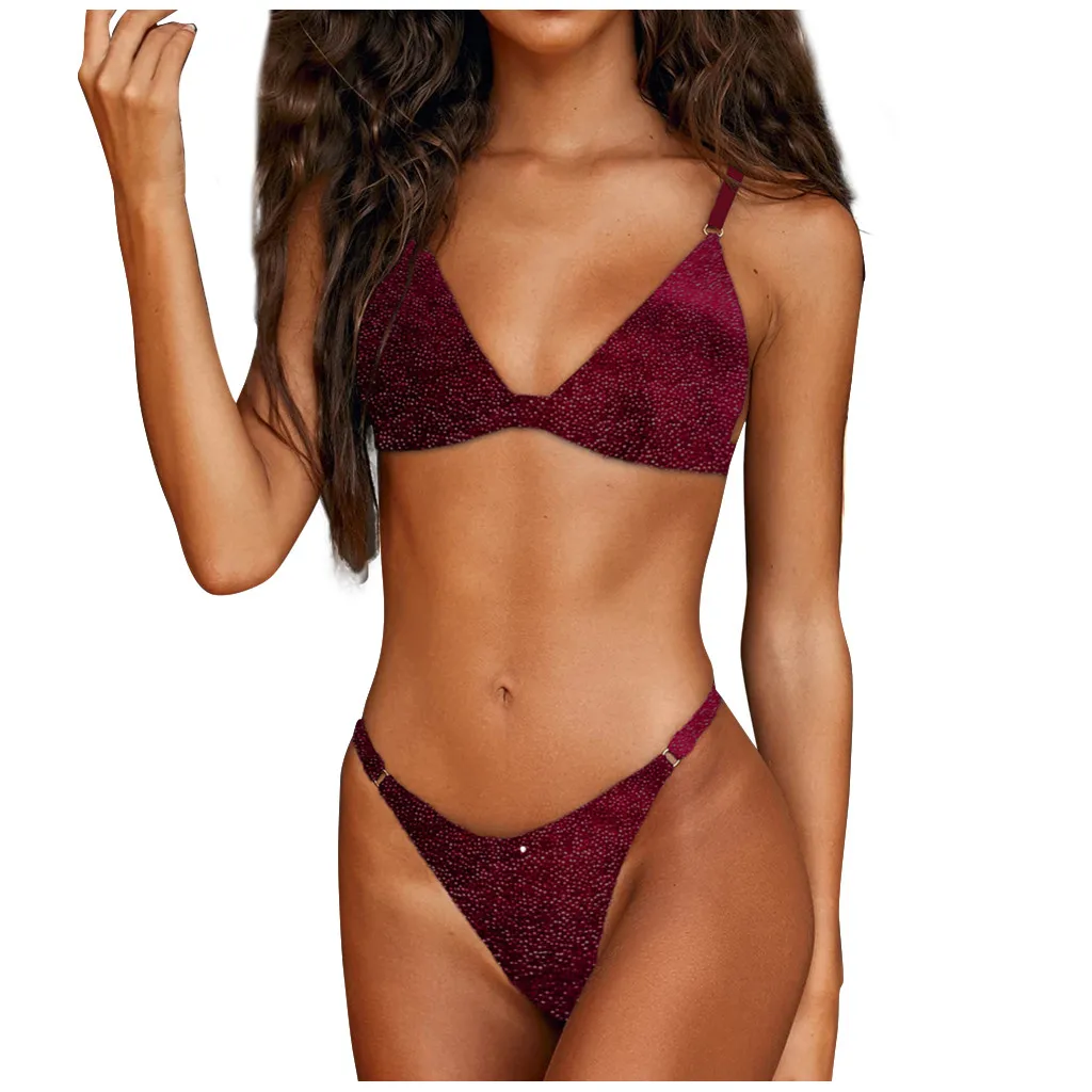 Бразильское бикини сексуальный купальник Однотонный женский пуш-ап мягкий