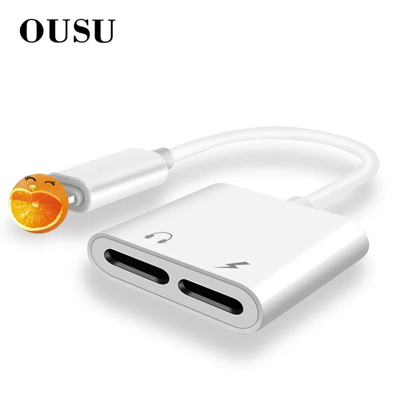 OUSU 2в1, 2.4A, кабель для быстрой зарядки AUX, зарядное устройство, разветвитель, адаптер для наушников для iphone, адаптер для Lightning iphone 7, 8 plus