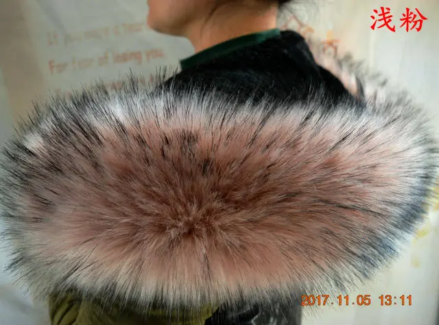 Разноцветная зимняя куртка Паркера с воротником из искусственного меха енота, пальто с меховым воротником, украшение капюшона, меховой воротник на заказ, меховой воротник DIY