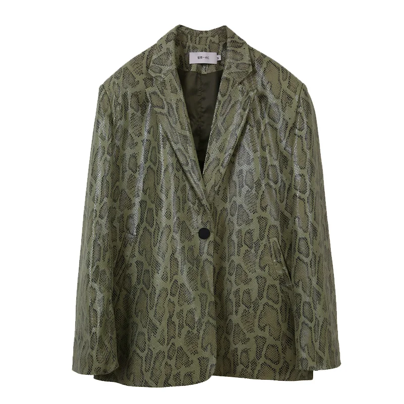 

SHENGPALAE 2021 Fashion Spring Women Blazers And Jackets Work Office Lady Suit Slim Business Snake Pattern Coat Female ZA5822
