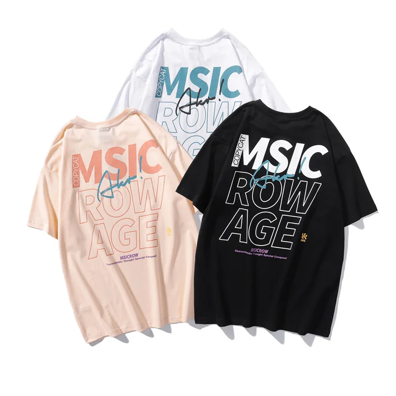 

s-xxl 2021 original Fashion men's short sleeves hip hop loose letter print T-shirt loose Harajuku Oversized t-shirt for men