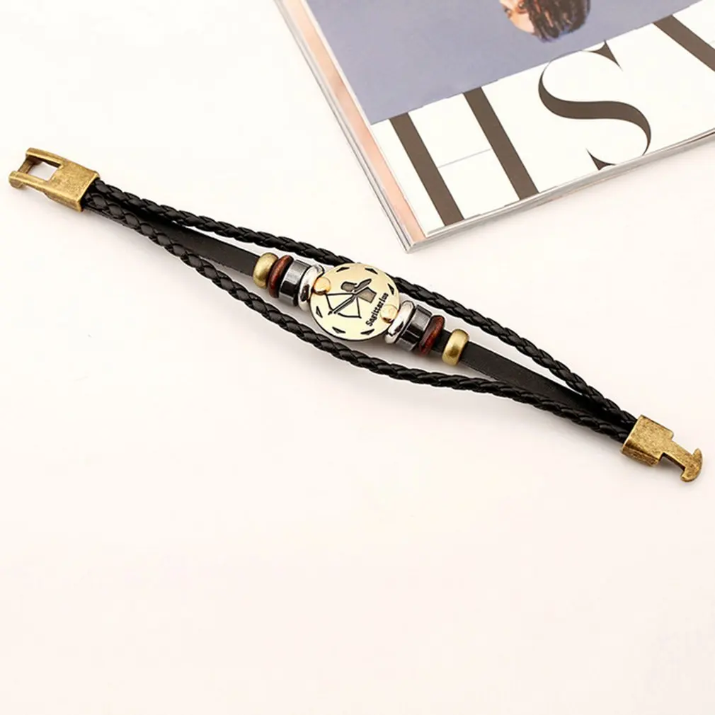 Кожаный браслет унисекс с 12 созвездиями кожаный ручной работы для мужчин и