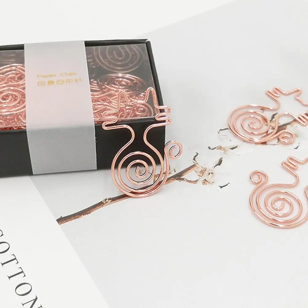 20 шт. Зажимы для бумаги в форме кошки Милые инновационные розовое золото офисный