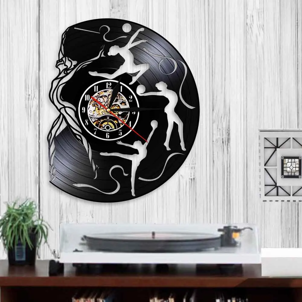 Гимнастические настенные часы с виниловой пластиной 3D современный дизайн