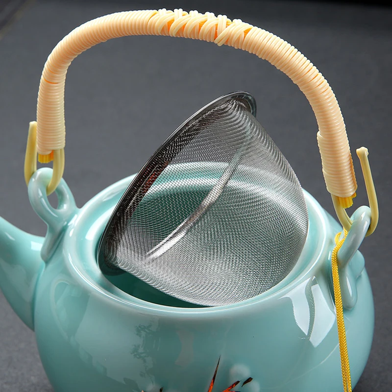 Ceramic Tea Set Porcelain Kung Fu with 6 Cup Teapot Tray Lifting Beam Kettle Portable Pot Teacup Kettles | Дом и сад