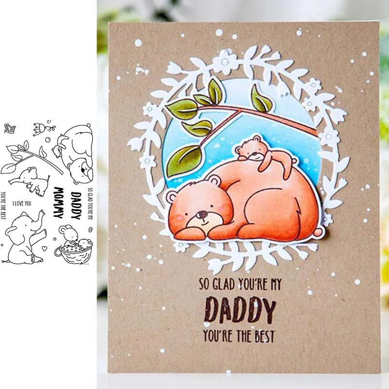 Маленькие слоны с принтом мамы прозрачный силиконовый штамп и штампы для сделай