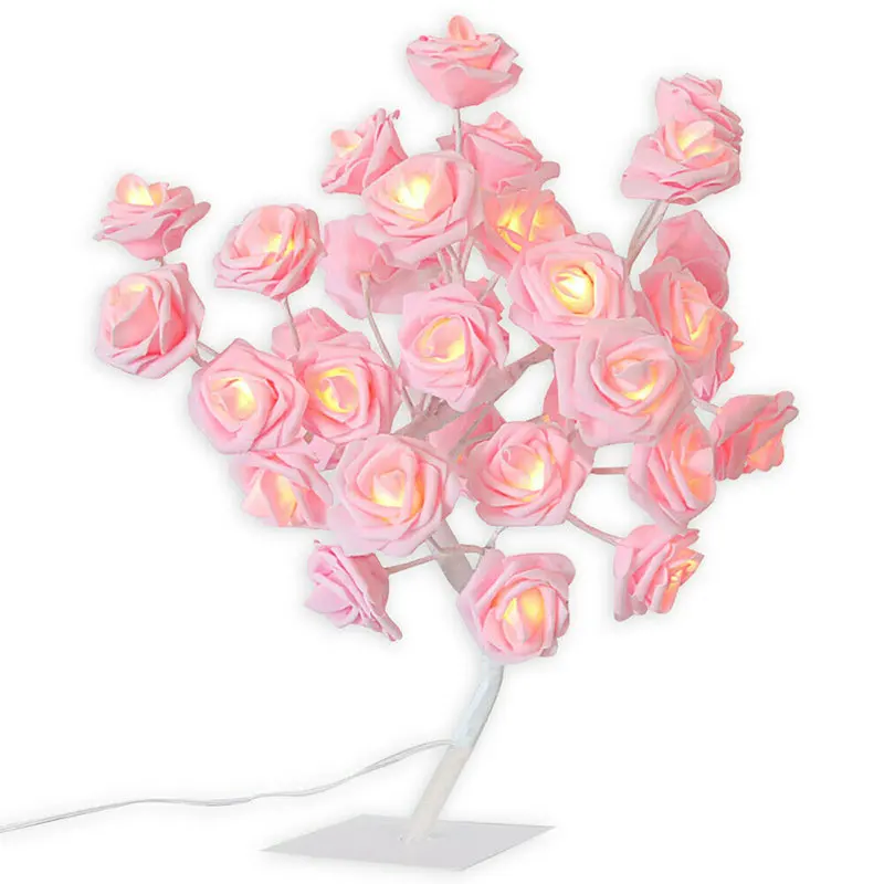 

New LED Lamp Rose Flower Tree Shape Battery Powered Decorative LED Table Lights Parties Xmas Wedding QP2