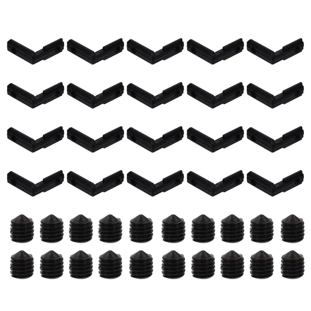 

20 Pcs 1 Set Aluminum Corner Brace Brackets L-Shape Fittings with Screws (Black)