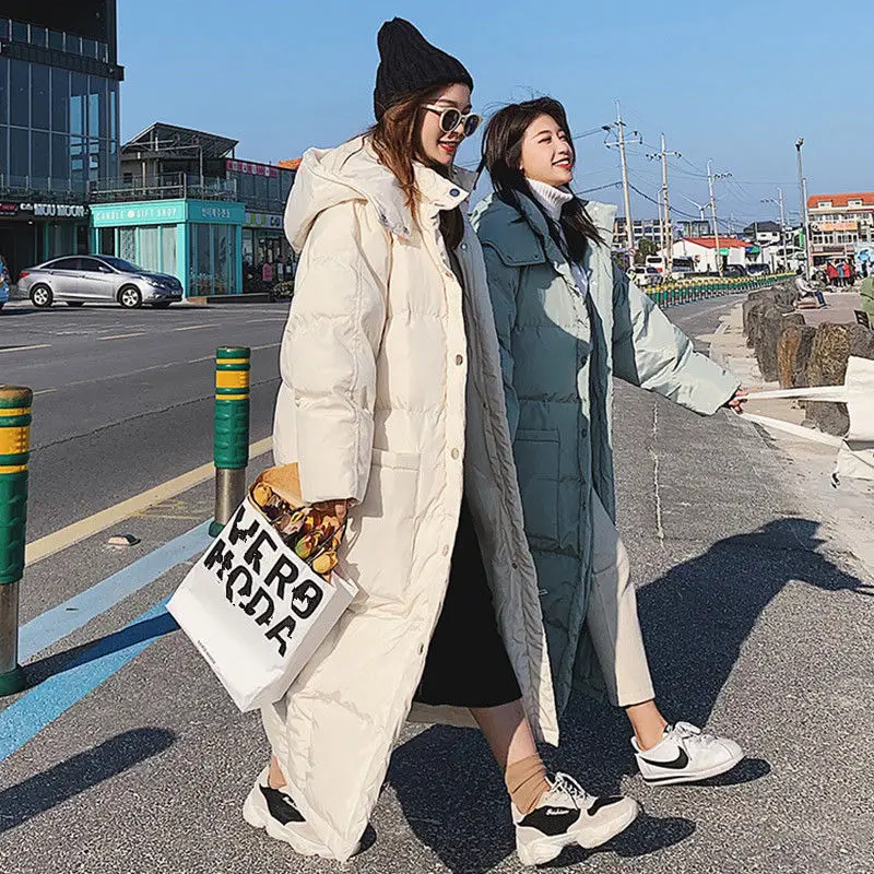 Over-knee Cotton-padded Jacket Women's New Ultra-long Bread Was Thinner Students To Ankle Down Cotton-padded Jacket