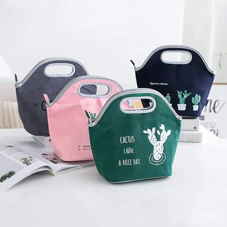 

Thickened Canvas Lunch Bag Women Bring Meals Thermal Handbags Picnic Dessert Drink Snacks Fruit Keep Fresh Storage Pouch Supplie