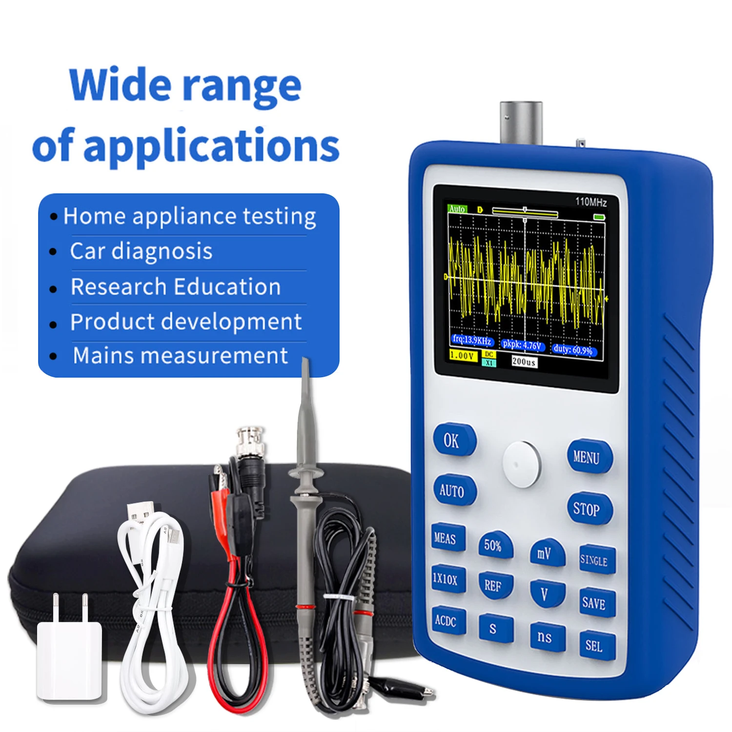 

FNIRSI-1C15 Профессиональный цифровой осциллограф 500 Мбит/с частота дискретизации 110 МГц аналоговая полоса пропускания поддержка хранилища сигн...