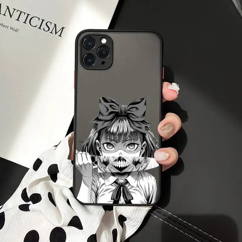 

Junji Ito Tees Horror Anime Phone Case matte transparent For iphone 7 8 11 12 plus mini x xs xr pro max cover