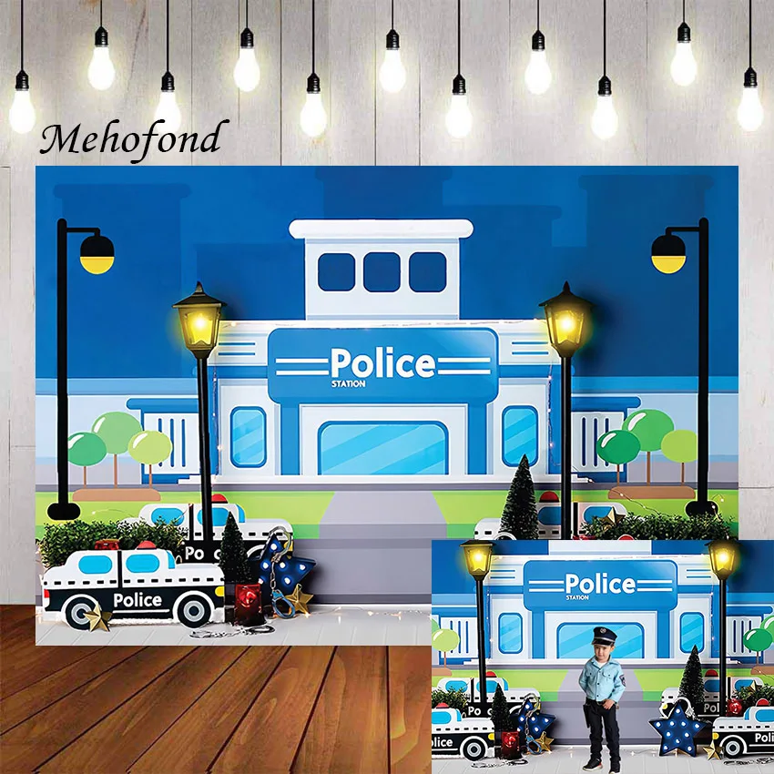 

Mehofond Photography Background Police Theme Boy Birthday Party Police Station Policeman Cake Smash Decor Backdrop Photo Studio